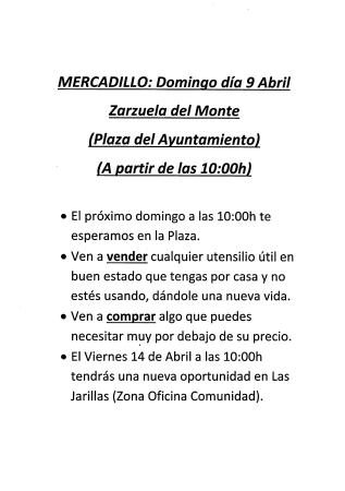 Imagen MERCADILLO: DOMINGO 9 DE ABRIL 2017